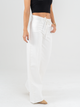 Ref: 069223  Pantalón mom flare, stretch, tiro alto, tono ivory, pretina con ajustador