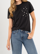 Ref: 0610308 T-shirt fondo entero, detalle en piedras brillantes, tono negro