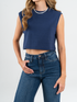 Ref: 0610301 Crop top en tela rib, manga corta, cuello redondo, tono azul