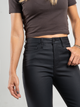 Ref: 065163 Pantalon Skinny, stretch, tiro alto, tono negro, efecto cuero